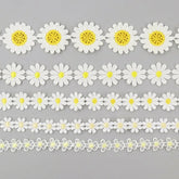 IDONGCAI Daisy Flower Lace Trim in yellow, 2.5CM wide, 5 yards, perfect for DIY and sewing projects