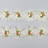 3D flower lace trim with 18 embroidered floral appliques for DIY sewing and crafts