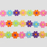 IDONGCAI Daisy Flower Lace Trim full view – colorful embroidered ribbon for DIY, sewing, and handmade crafts