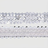 IDONGCAI elastic sequins trim with three-row metallic paillettes, 1 inch wide stretch sequin ribbon for dress making, costumes, and DIY fashion