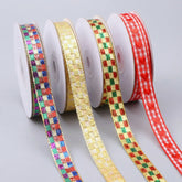 IDONGCAI Golden Gingham Ribbon Set 4 Styles 60 Yards Holiday Gift Ribbon Display