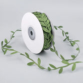 IDONGCAI Olive Green Leaf Ribbon, Decorative Faux Vine Trim for DIY Crafts & Home Decor