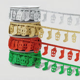 IDONGCAI Christmas Ribbon Set 4 Rolls Colorful Glitter Stocking DIY Ribbon