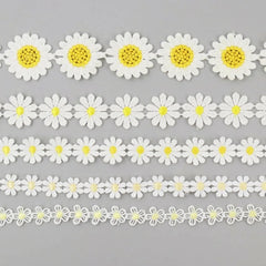 IDONGCAI Daisy Flower Lace Trim in yellow, 2.5CM wide, 5 yards, perfect for DIY and sewing projects