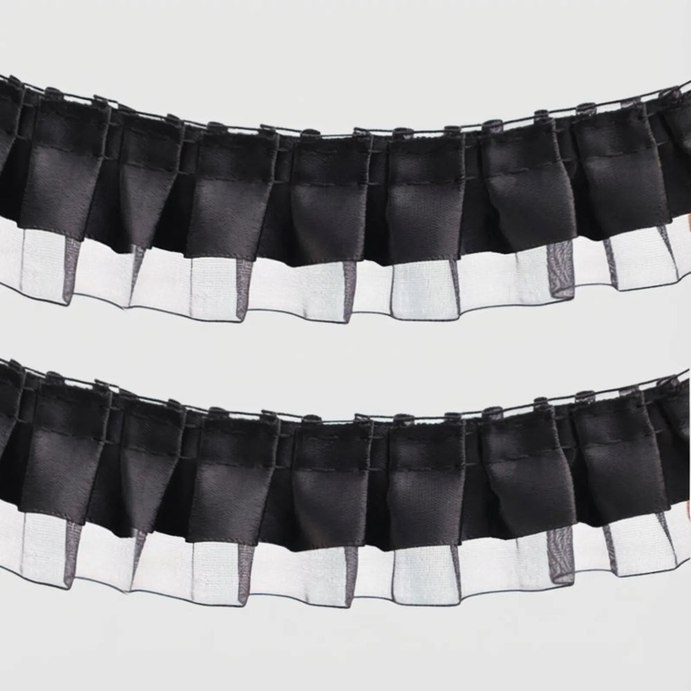 IDONGCAI 2-layer satin organza ruffle trim with pleated edge, 4cm wide decorative ribbon for sewing and crafts
