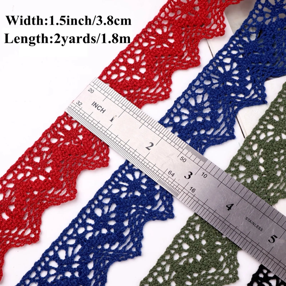 IDONGCAI cluny crochet lace trim cotton floral lace featuring 1.5 inch width and 2 yard length