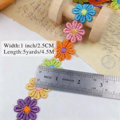 IDONGCAI Daisy Flower Lace Trim small flower detail – shows individual embroidered daisy size and texture