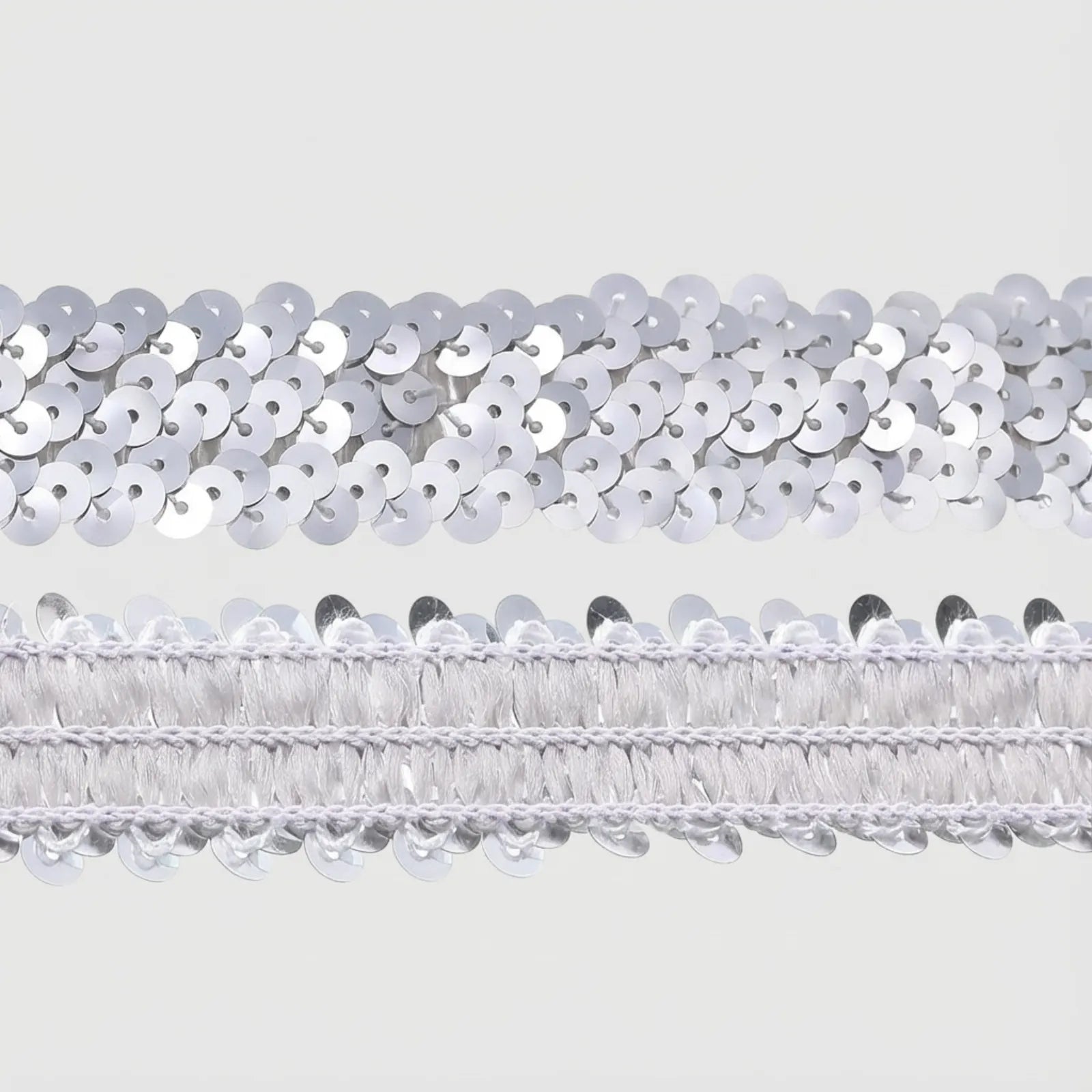 IDONGCAI elastic sequins trim with three-row metallic paillettes, 1 inch wide stretch sequin ribbon for dress making, costumes, and DIY fashion