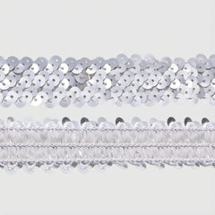 IDONGCAI elastic sequins trim with three-row metallic paillettes, 1 inch wide stretch sequin ribbon for dress making, costumes, and DIY fashion