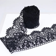 Europe Crown Venise Lace Trim in Black for laces and trims sewing, 4 inch wide floral embroidered ribbon for DIY crafts and garment decoration
