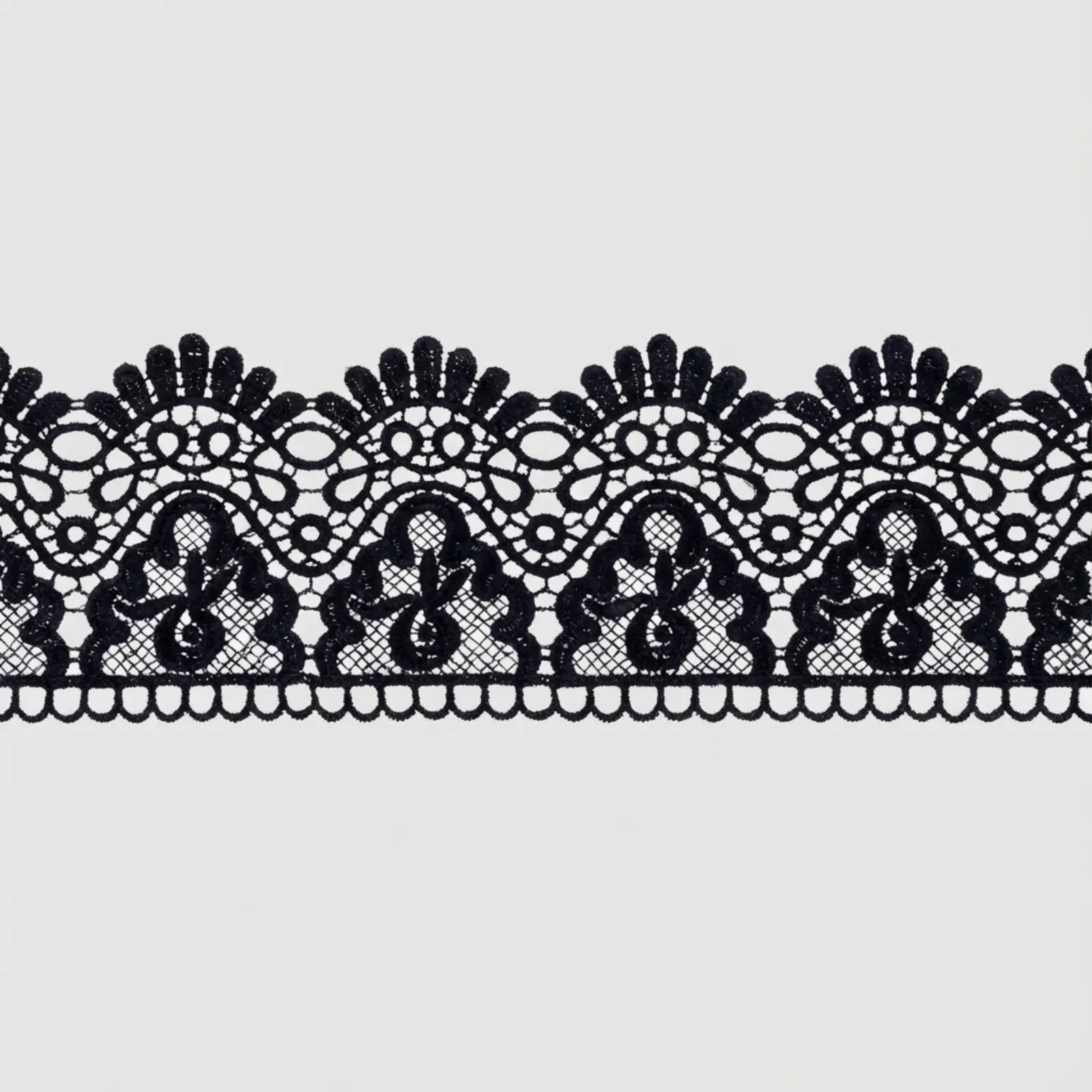 Europe Crown Venise Lace Trim 4 inch wide floral embroidered ribbon full view