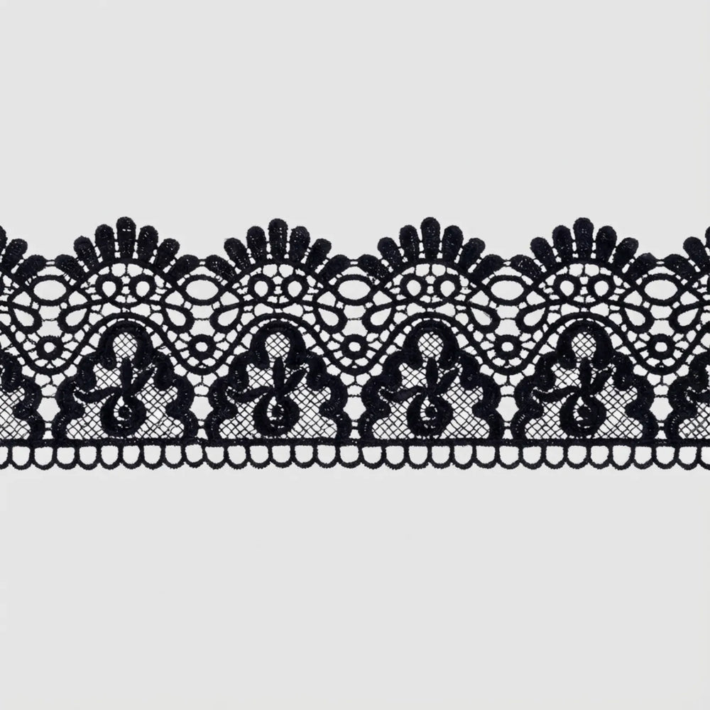 Europe Crown Venise Lace Trim 4 inch wide floral embroidered ribbon full view