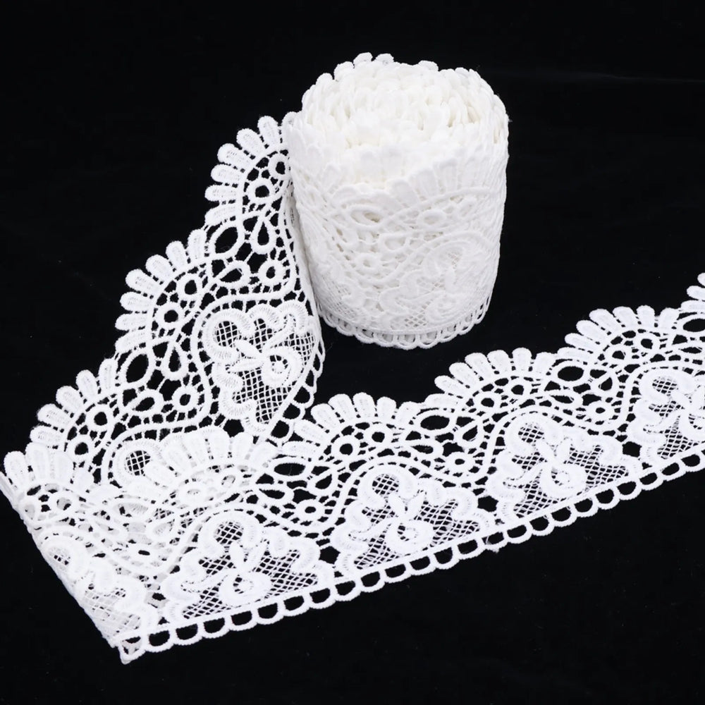 Europe Crown Venise Lace Trim in white for laces and trims sewing, 4 inch wide floral embroidered ribbon for DIY crafts and garment decoration