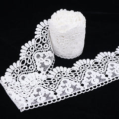 Europe Crown Venise Lace Trim in white for laces and trims sewing, 4 inch wide floral embroidered ribbon for DIY crafts and garment decoration
