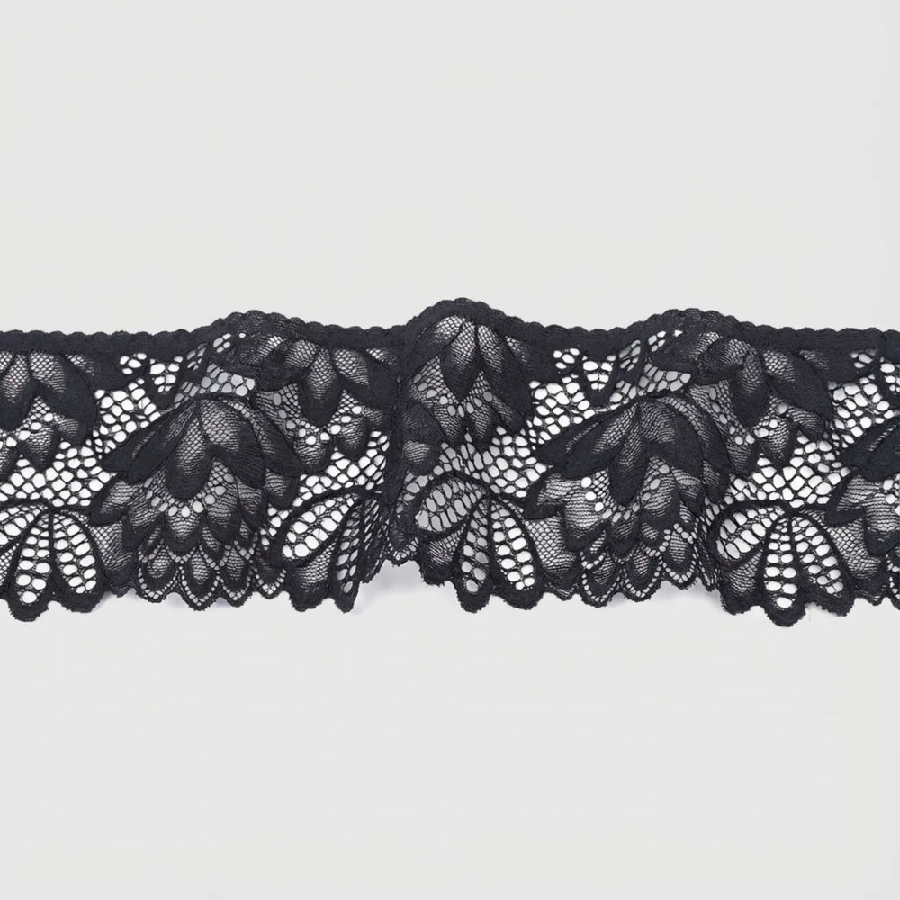 IDONGCAI Floral Elastic Lace Trim, 4 Inch Wide, 10 Yards Length, Ideal for Sewing, Bridal Decor, and DIY Crafts