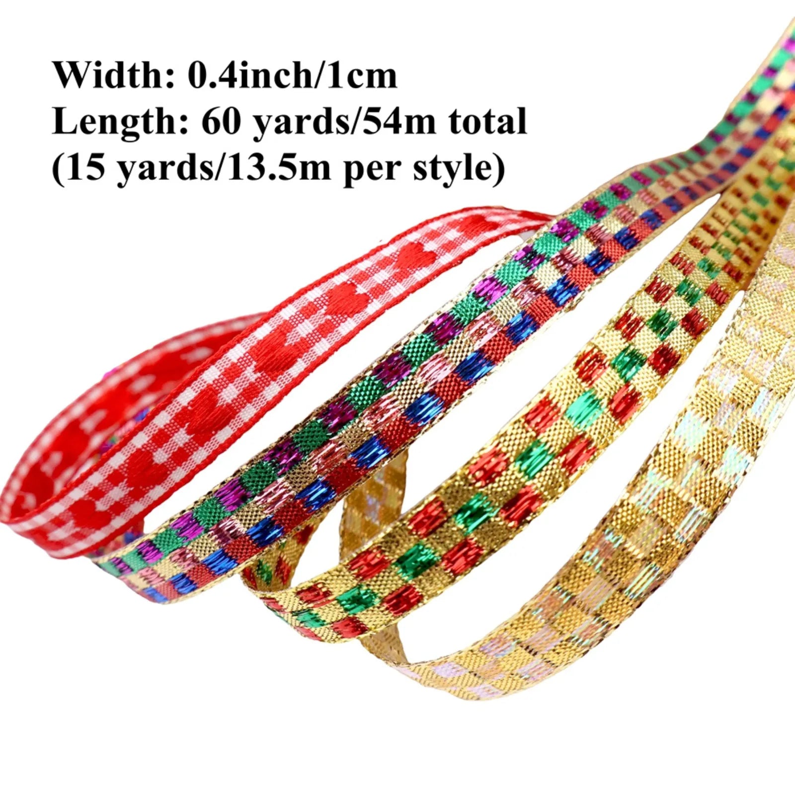 Ribbon Set Dimensions 0.8 inch x 15 yards per roll, 4 rolls total