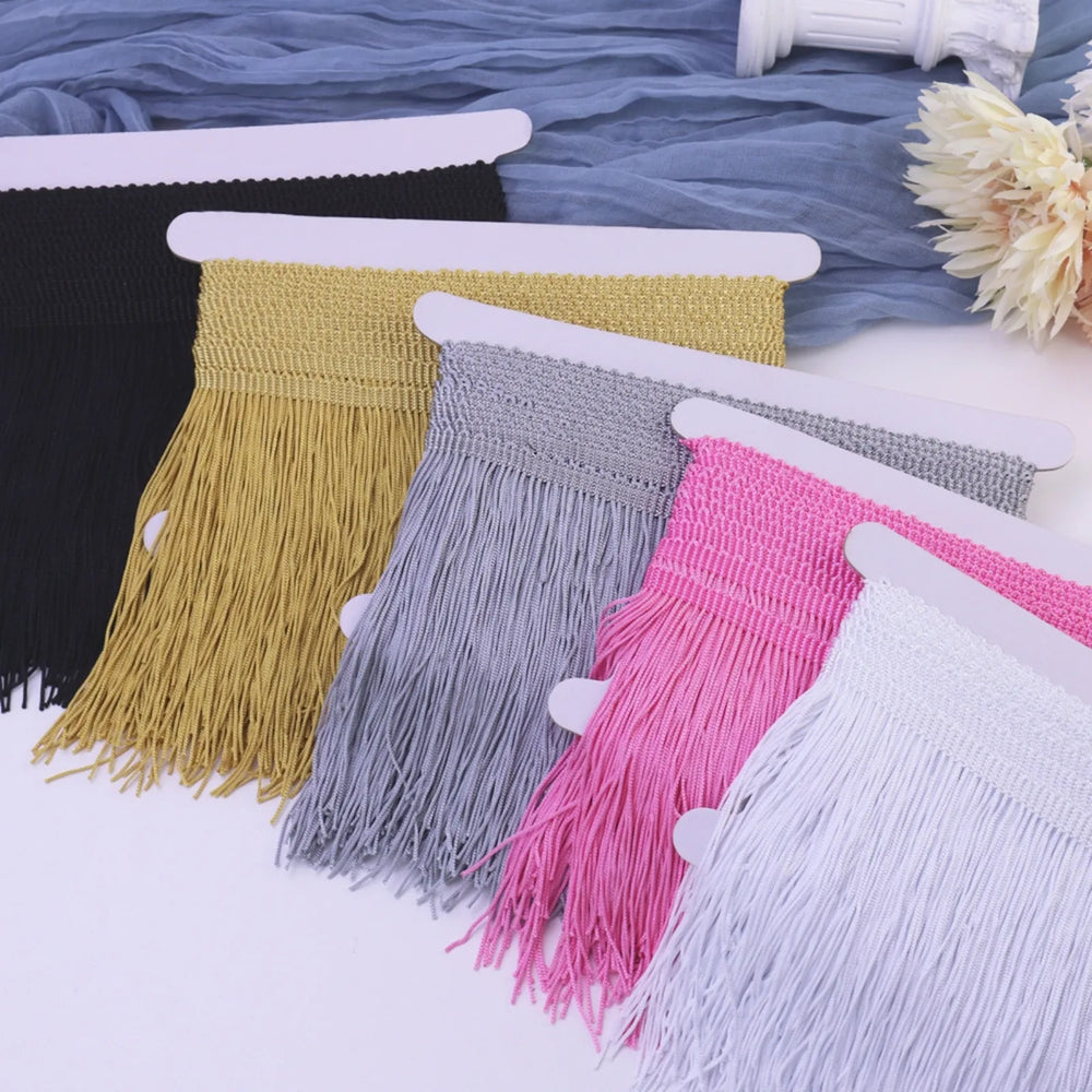 Tassel Fringe Trim Color Options – White, Black, Pink, Gold, Silver