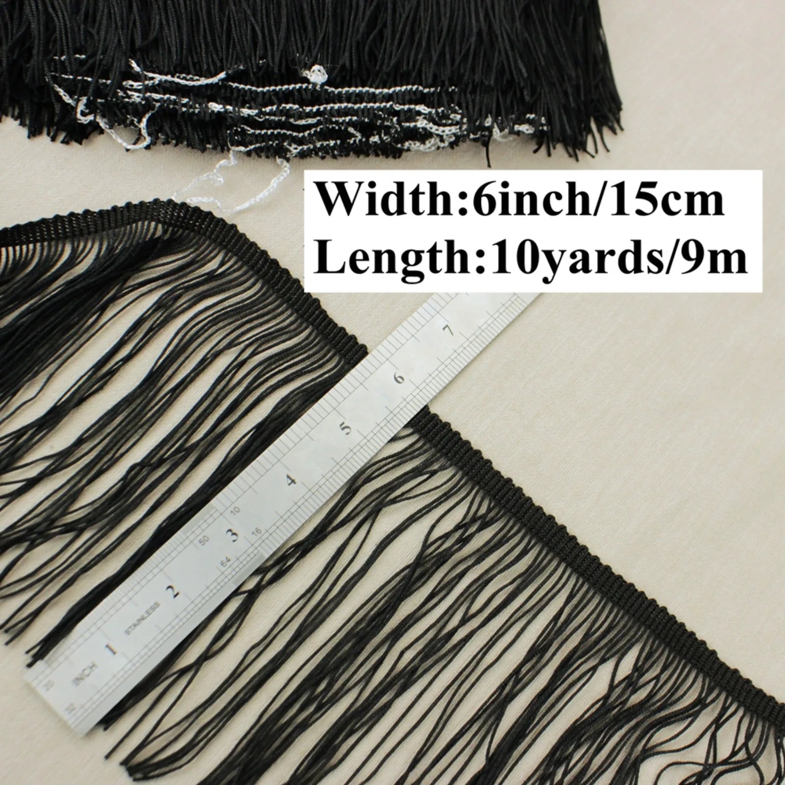 6-inch Wide, 10 Yards Length IDONGCAI Tassel Fringe Trim Dimensions for Sewing and DIY Crafts
