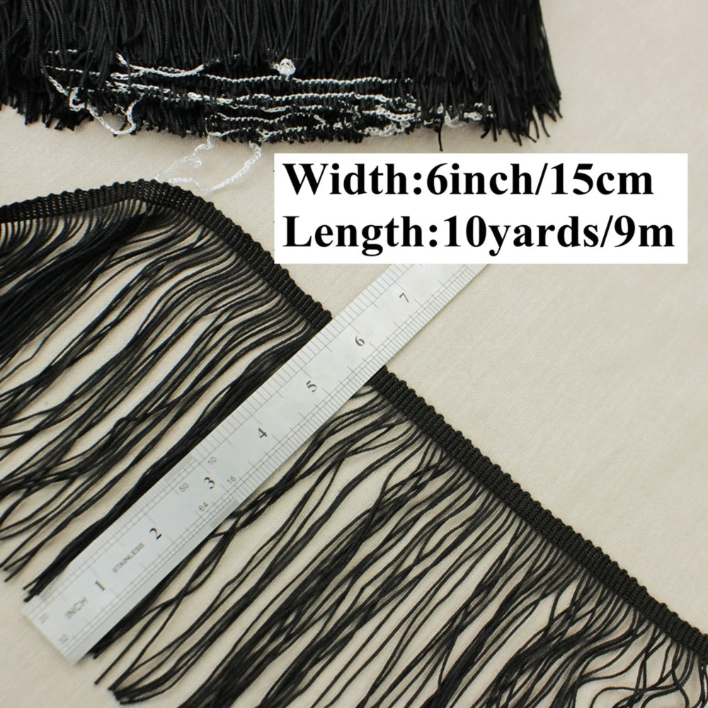6-inch Wide, 10 Yards Length IDONGCAI Tassel Fringe Trim Dimensions for Sewing and DIY Crafts