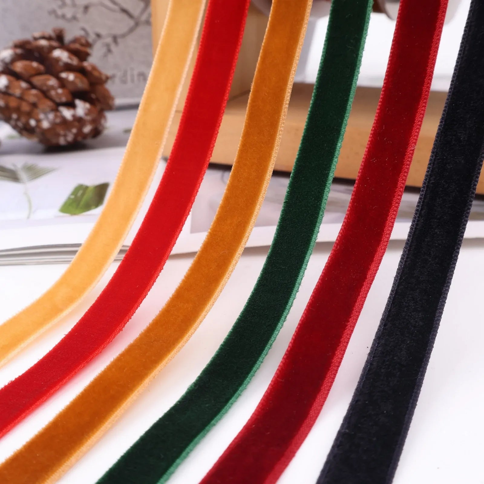 Idongcai Velvet Ribbon Rolls Color Options, 25 Yards Each, Luxurious Velvet Fabric for Crafts, Gift Wrapping, DIY Projects, Wedding Ribbon