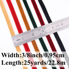 Idongcai Velvet Ribbon Roll Dimension, 25 Yards Length, 3/8 inch Width, Luxurious Velvet Fabric for Crafts, Gift Wrapping, DIY Projects, Wedding Ribbon