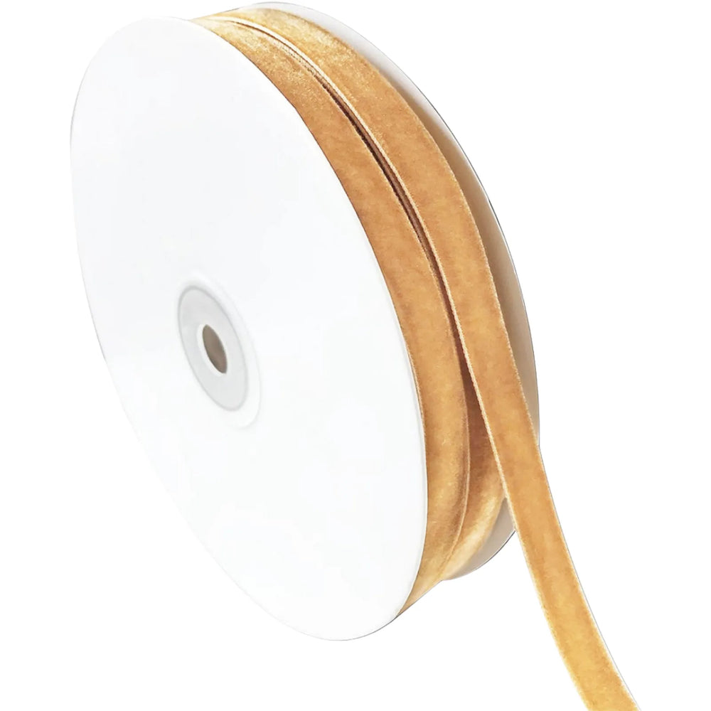 Khaki Idongcai Velvet Ribbon Roll, 25 Yards, Luxurious Velvet Fabric for Crafts, Gift Wrapping, DIY Projects, Elegant Wedding Ribbon