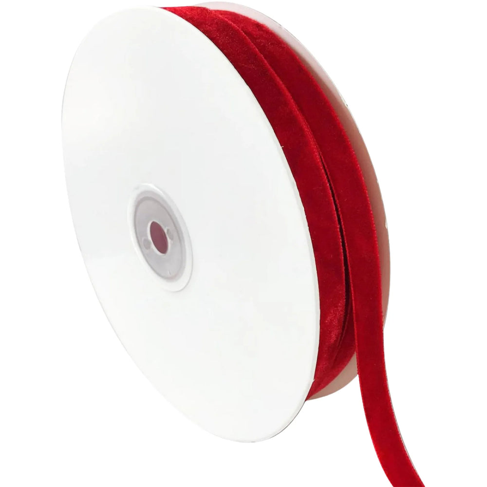 Red Idongcai Velvet Ribbon Roll, 25 Yards, Luxurious Velvet Fabric for Crafts, Gift Wrapping, DIY Projects, Elegant Wedding Ribbon