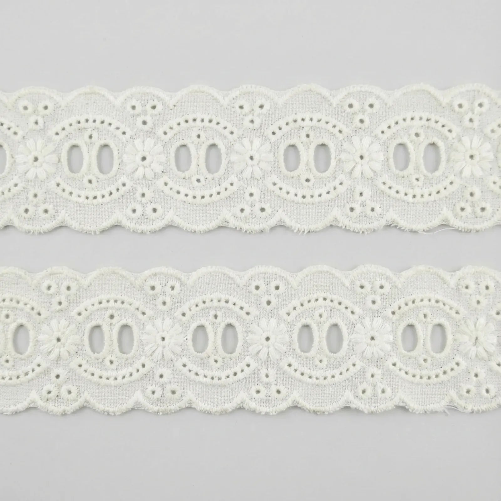 IDONGCAI White Eyelet Lace Trim Flat Lay for DIY Crafts and Fashion Projects