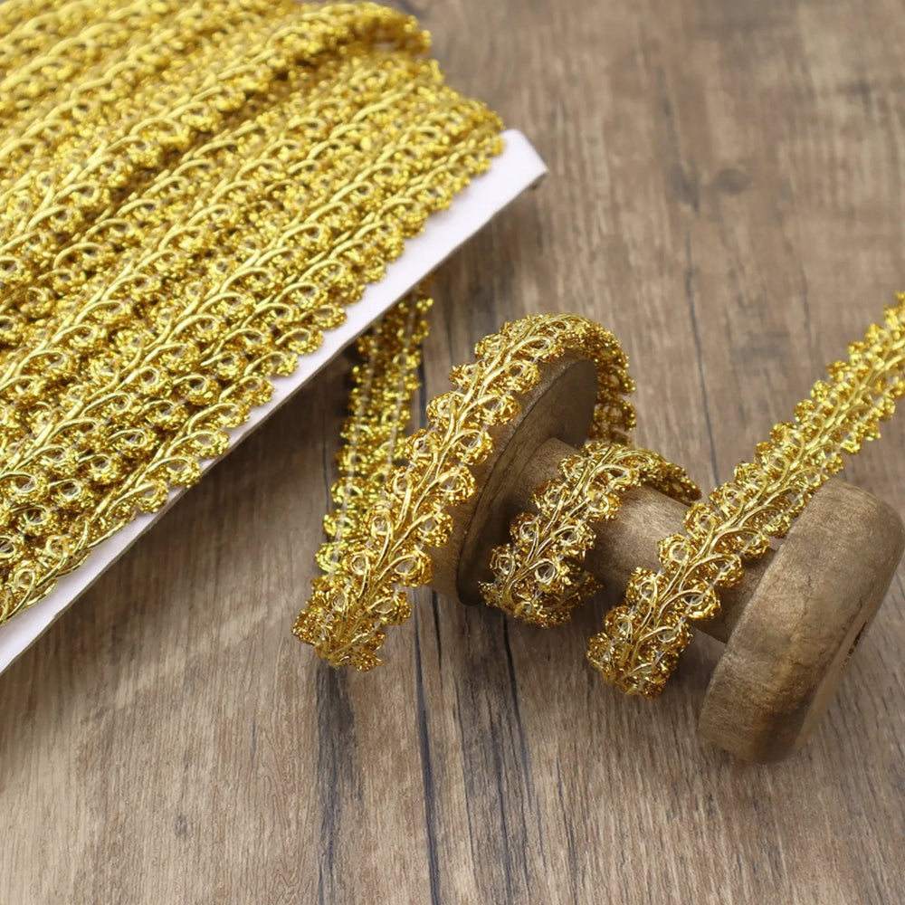 Close-up of the Light Yellow Gimp Braid Trim showing its wavy texture, perfect for DIY crafts.