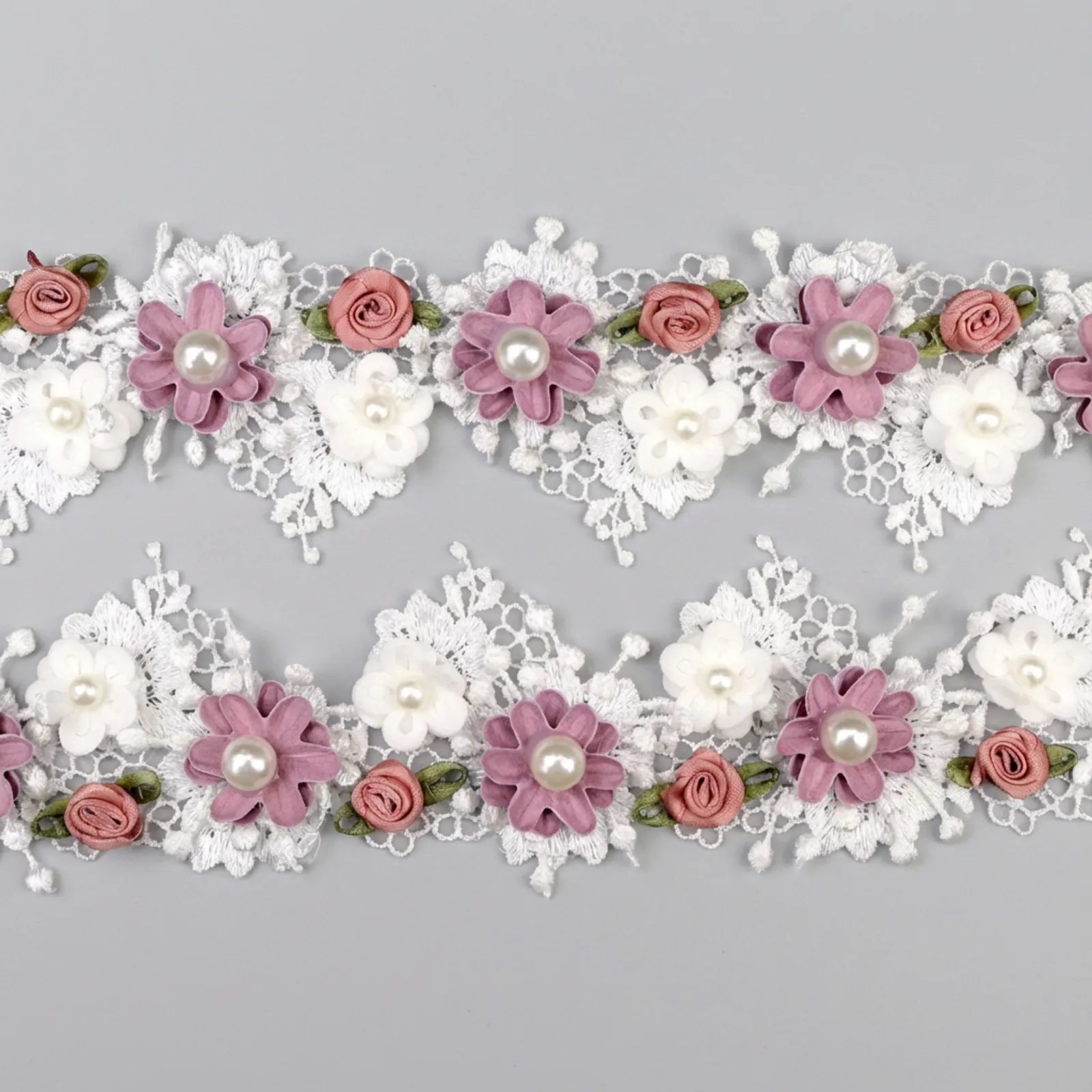 IDONGCAI lace flower pearl beads ribbon trim main image for wedding sewing and DIY crafts