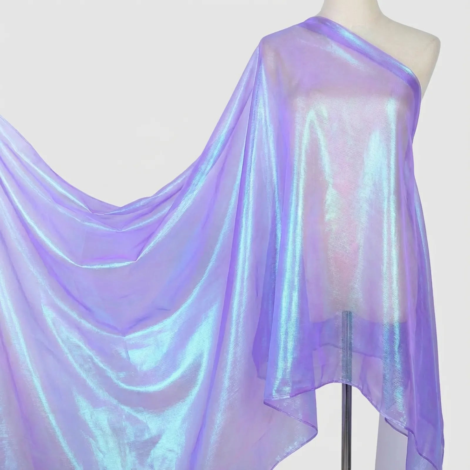 Iridescent chiffon fabric with soft and shimmering texture