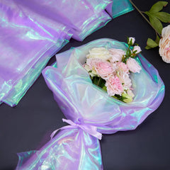 Iridescent chiffon fabric used for elegant bouquet wrapping