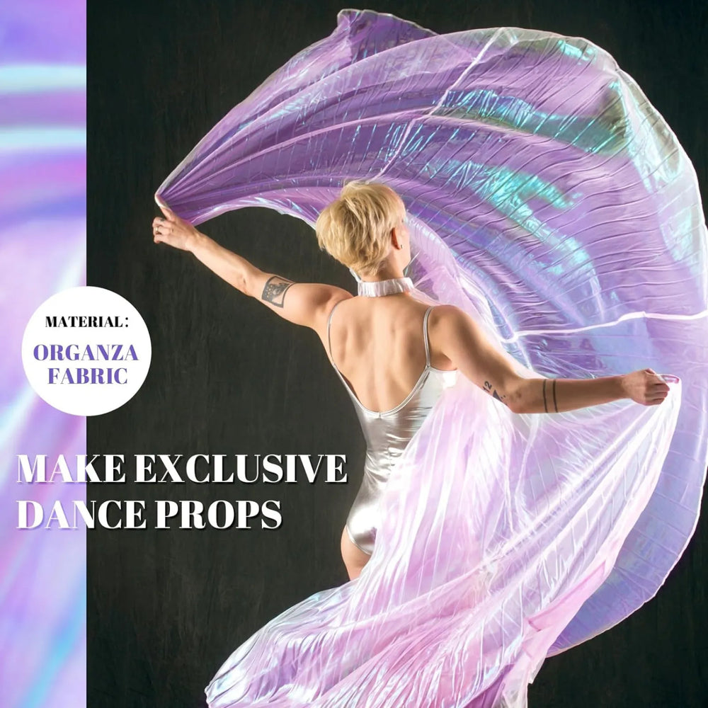 Iridescent chiffon fabric combined with organza material for delicate projects