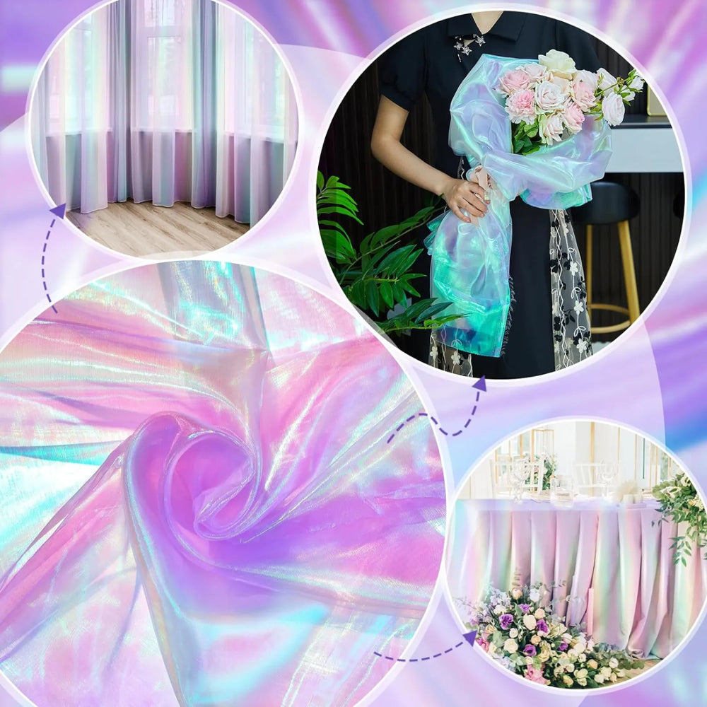Versatile Iridescent Chiffon Fabric for Sewing and Decor