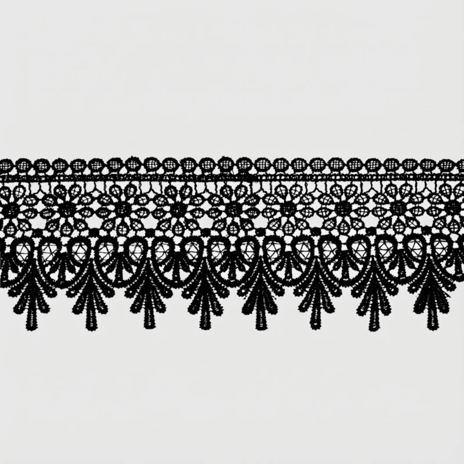 Venise floral embroidered lace trim with elegant raised embroidery, ideal for sewing, garments, and DIY crafts