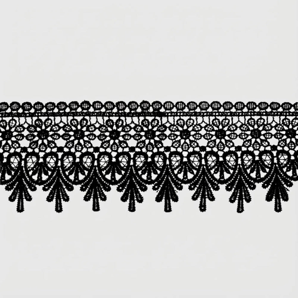 Venise floral embroidered lace trim with elegant raised embroidery, ideal for sewing, garments, and DIY crafts